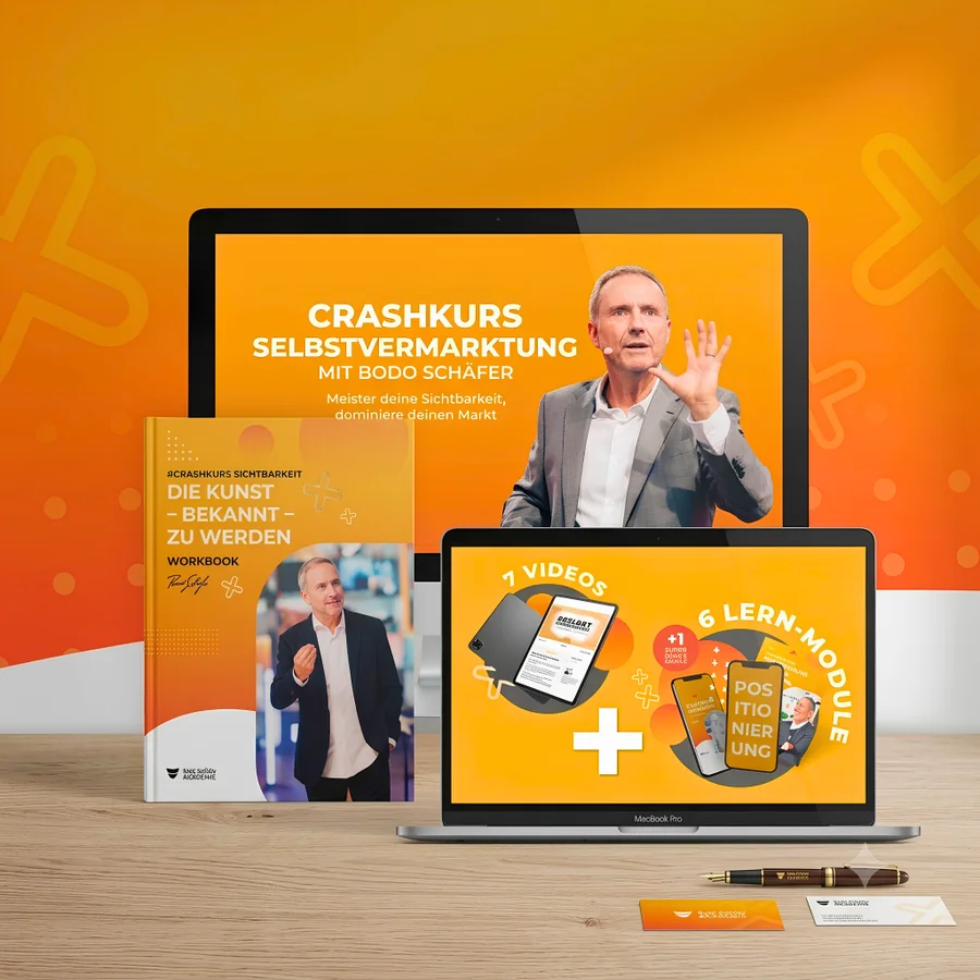 Crashkurs Selbstvermarktung Bundle mit 7 Videos und 6 Lern-Modulen